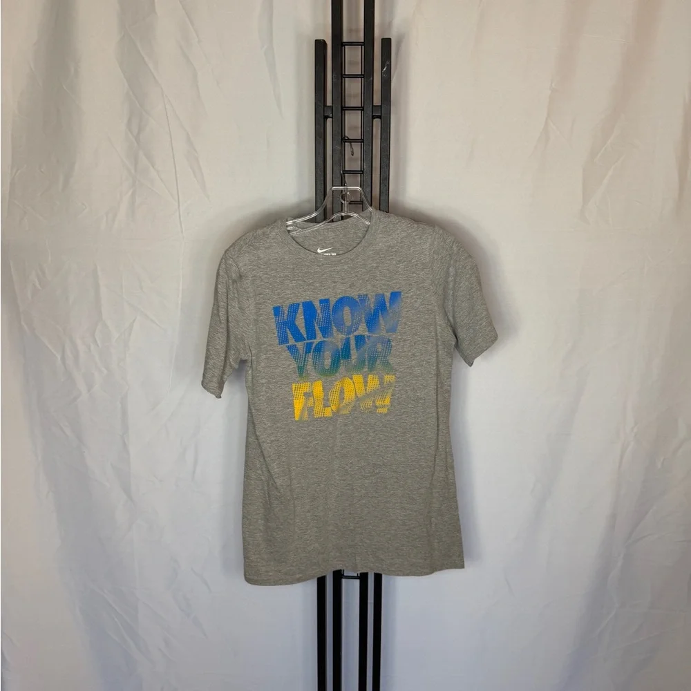Nike Kids Gray Tee with Blue and Yellow Graphic